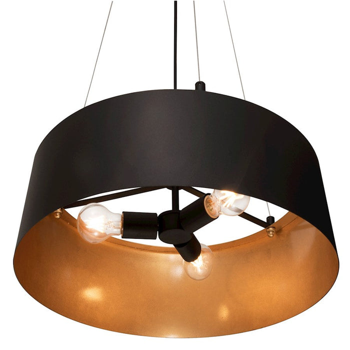 AFX Lighting Lyric 3 Light Pendant, Gold/Black/Gold