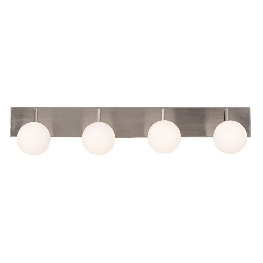 AFX Lighting Metropolitan 4 Light Vanity, Satin Nickel/White - METV3808L30D1SN