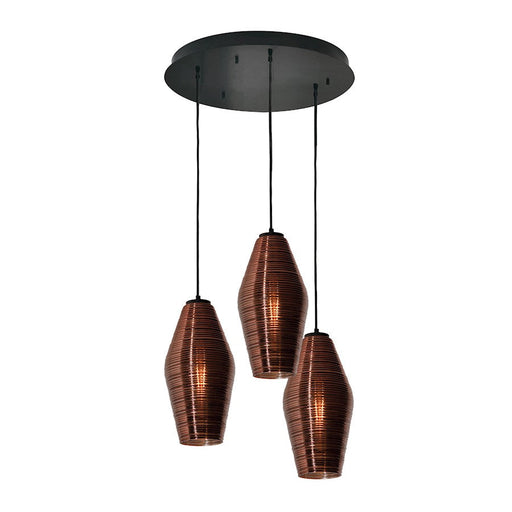 AFX Lighting Mila 3 Light Multi Round Pendant, Black/Copper - MLAP13CPRND3