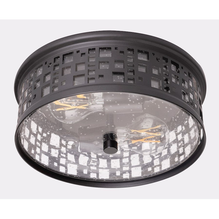 AFX Lighting Roscoe 2 Light Flush Mount, Black/Clear Seeded - RSCF11MBBK