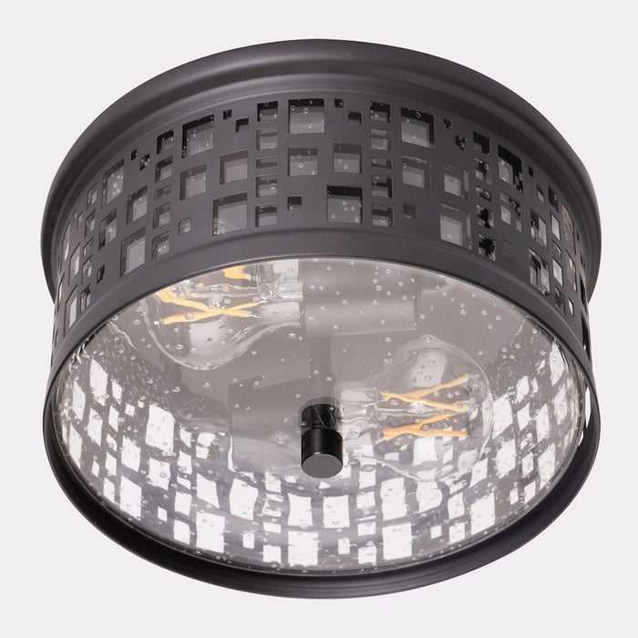 AFX Lighting Roscoe 2 Light Flush Mount, Black/Clear Seeded