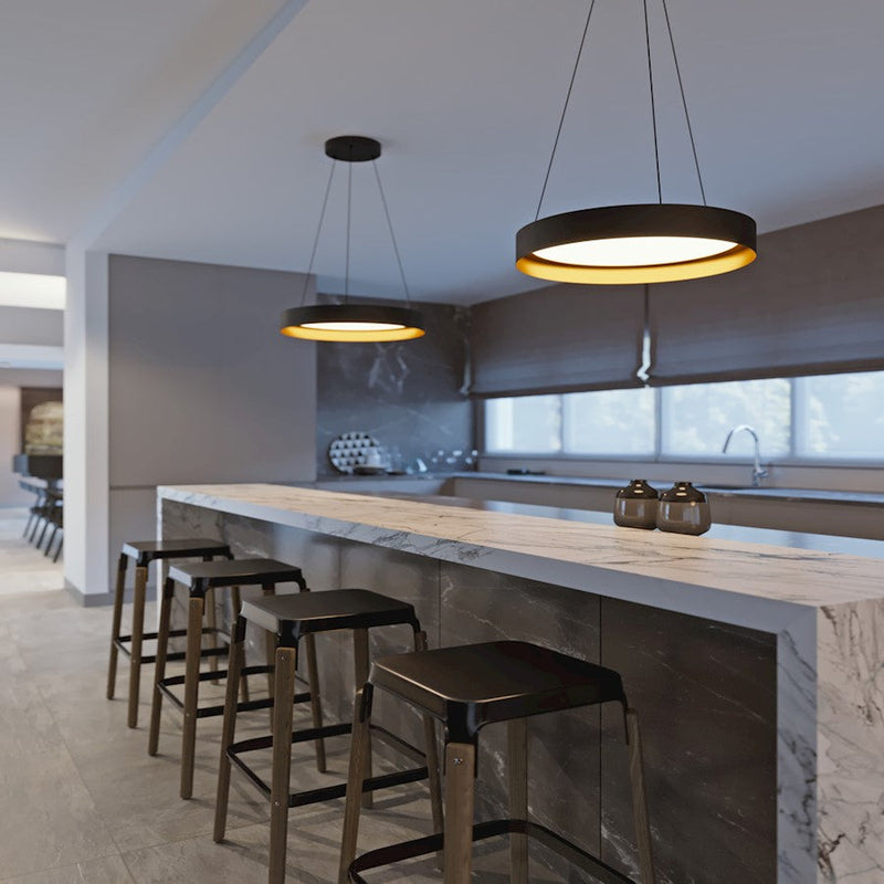 AFX Lighting Reveal LED Pendant, Black/Gold