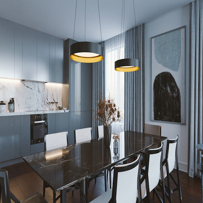 AFX Lighting Reveal LED Pendant, Black/Gold