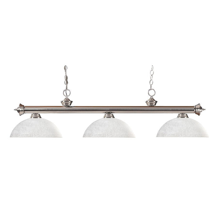 Z-Lite Riviera 3 Light 13" Island/Billiard, Nickel, White Linen - 100703BN-DWL14