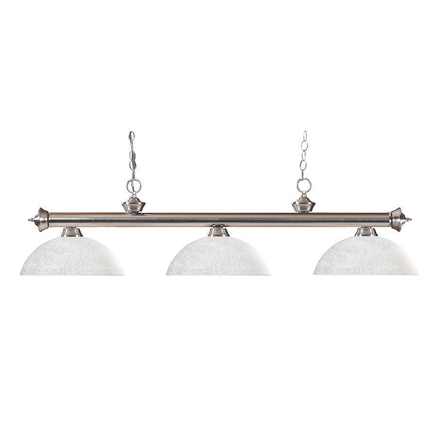 Z-Lite Riviera 3 Light 13" Island/Billiard, Nickel, White Linen - 100703BN-DWL14