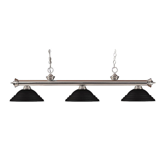 Z-Lite Riviera 3 Light 14" Island/Billiard, Brushed Nickel, Black - 100703BN-SMB