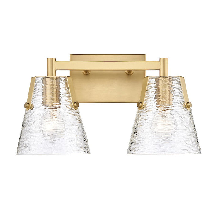 Z-Lite Analia 2 Light Vanity, Modern Gold/Clear Ribbed - 1101-2V-MGLD