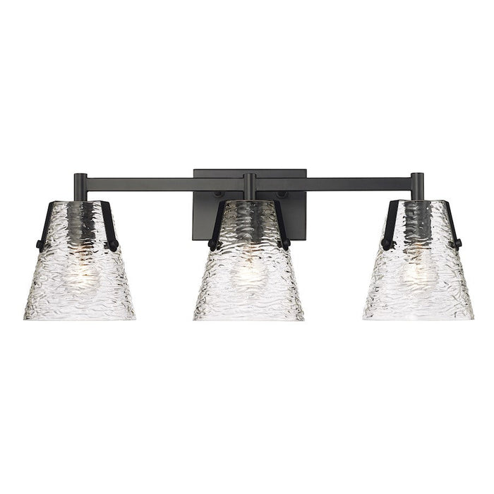 Z-Lite Analia 3 Light Vanity, Matte Black/Clear Ribbed - 1101-3V-MB