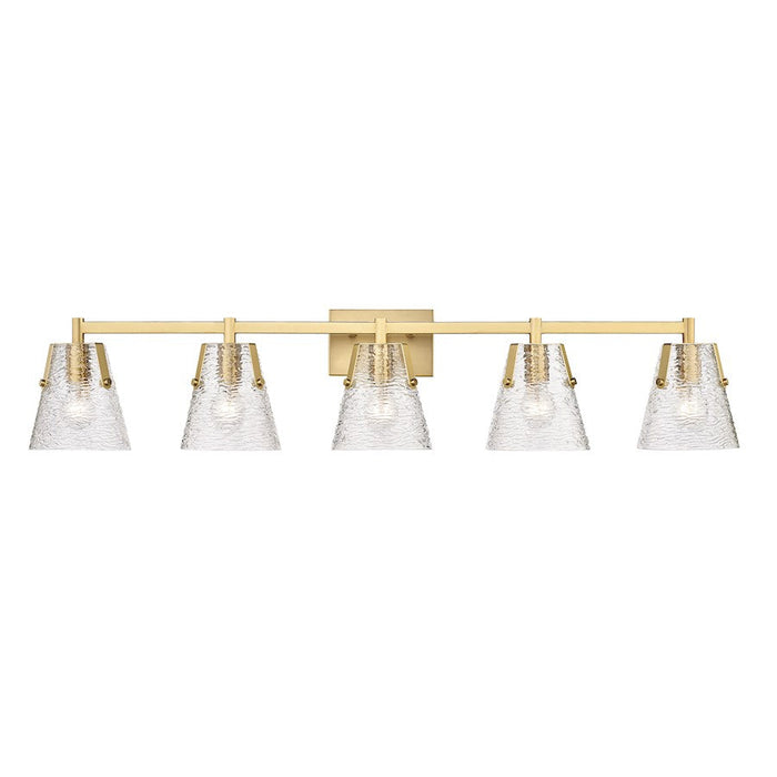 Z-Lite Analia 5 Light Vanity, Modern Gold/Clear Ribbed - 1101-5V-MGLD