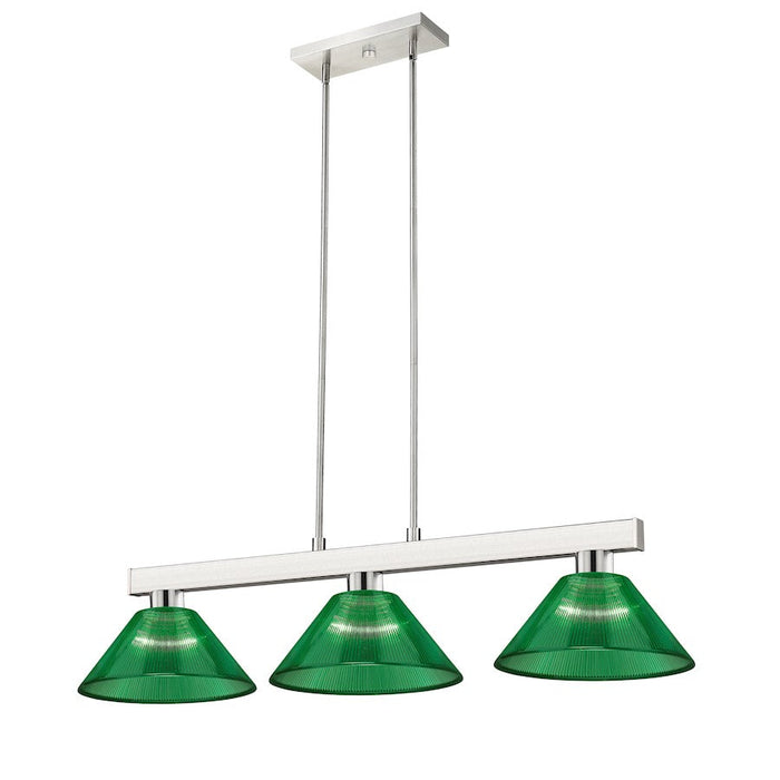 Z-Lite Cobalt 3 Light Billiard, Brushed Nickel/Green - 152BN-ARG