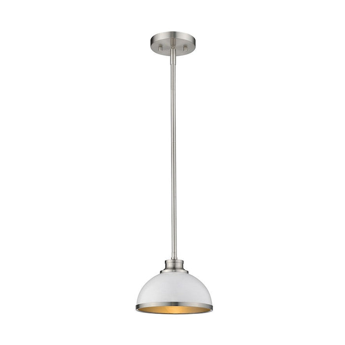 Z-Lite 1 Light Citadel 8" Mini Pendant, Brushed Nickel - 1930MP-HWH-BN