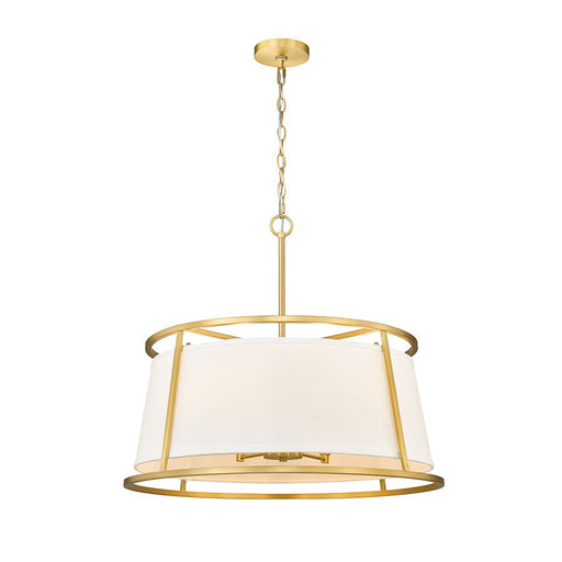 Z-Lite Lenyx 6 Light 26" Pendant, Rubbed Brass/White - 1935-26RB