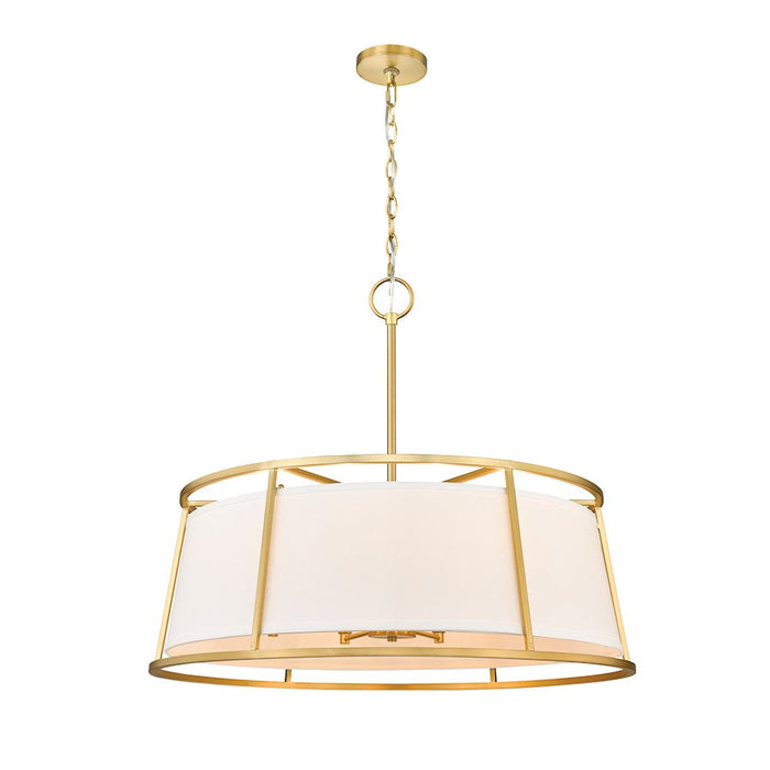 Z-Lite Lenyx 8 Light 32" Pendant, Rubbed Brass/White - 1935-32RB