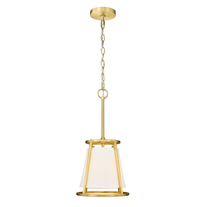 Z-Lite Lenyx 1 Light 10" Mini Pendant, Rubbed Brass/White - 1935MP-RB