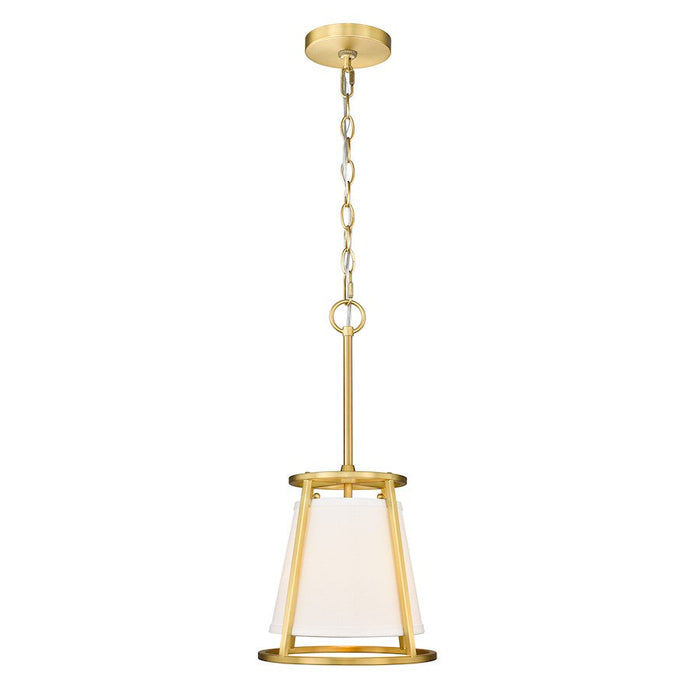 Z-Lite Lenyx 1 Light 10" Mini Pendant, Rubbed Brass/White - 1935MP-RB