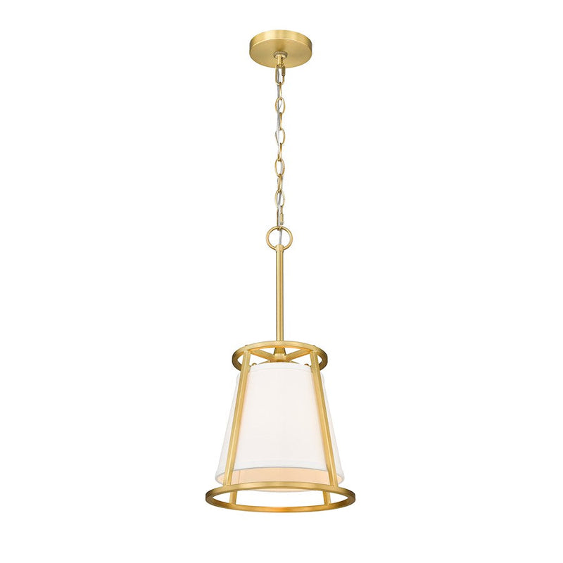Z-Lite Lenyx 1 Light 10" Mini Pendant, Rubbed Brass/White