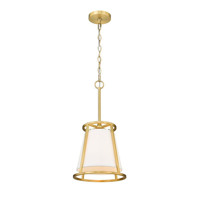 Z-Lite Lenyx 1 Light 10" Mini Pendant, Rubbed Brass/White