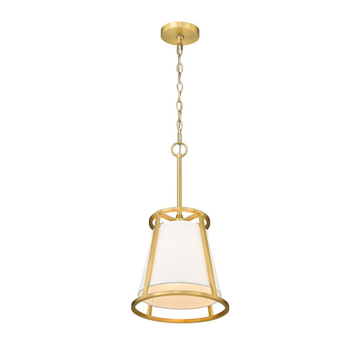 Z-Lite Lenyx 1 Light 10" Mini Pendant, Rubbed Brass/White