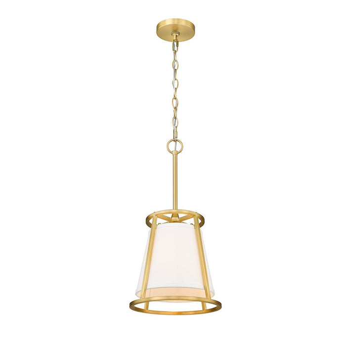 Z-Lite Lenyx 1 Light 10" Mini Pendant, Rubbed Brass/White