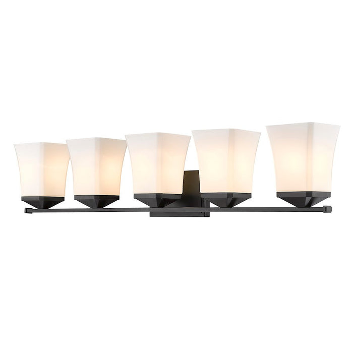 Z-Lite Darcy 5 Light Vanity, Matte Black/Etched Opal - 1939-5V-MB