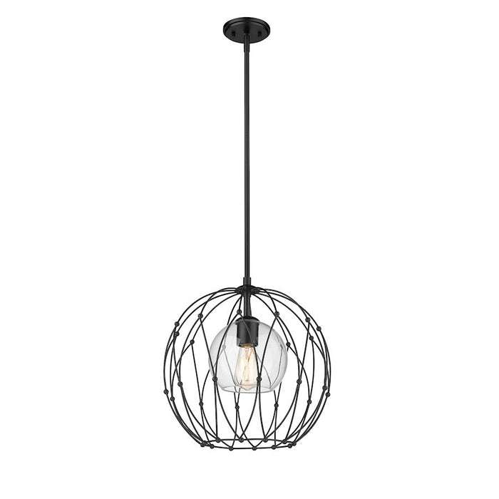 Z-Lite Elle 1 Light 16" Pendant, Matte Black/Clear - 1940P16-MB