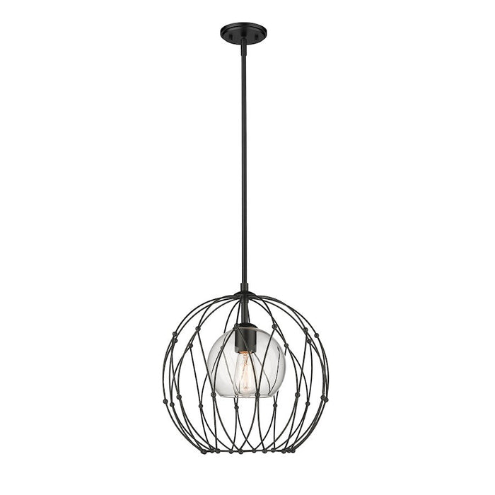 Z-Lite Elle 1 Light Pendant, Matte Black/Clear