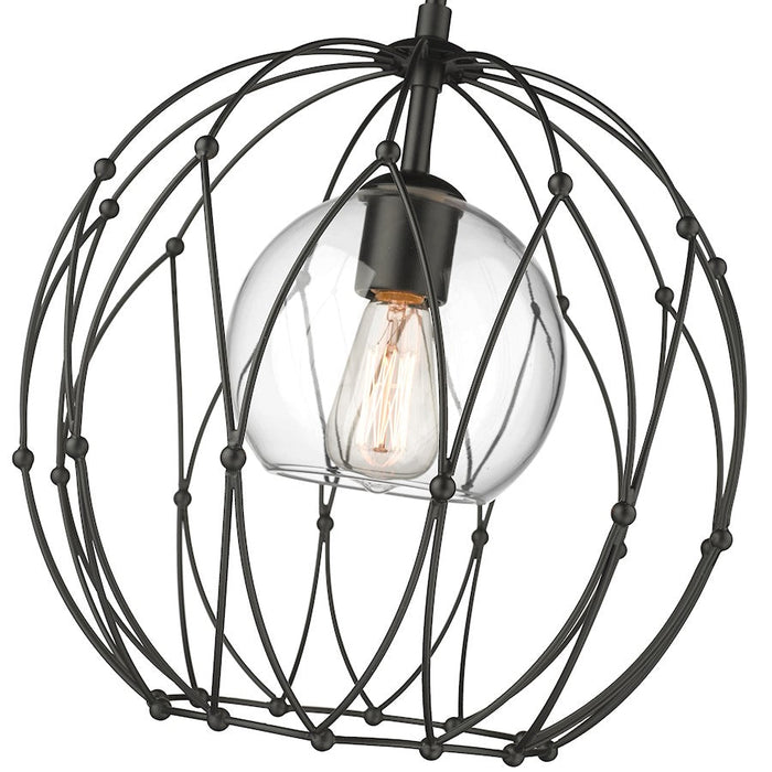 Z-Lite Elle 1 Light Pendant, Matte Black/Clear