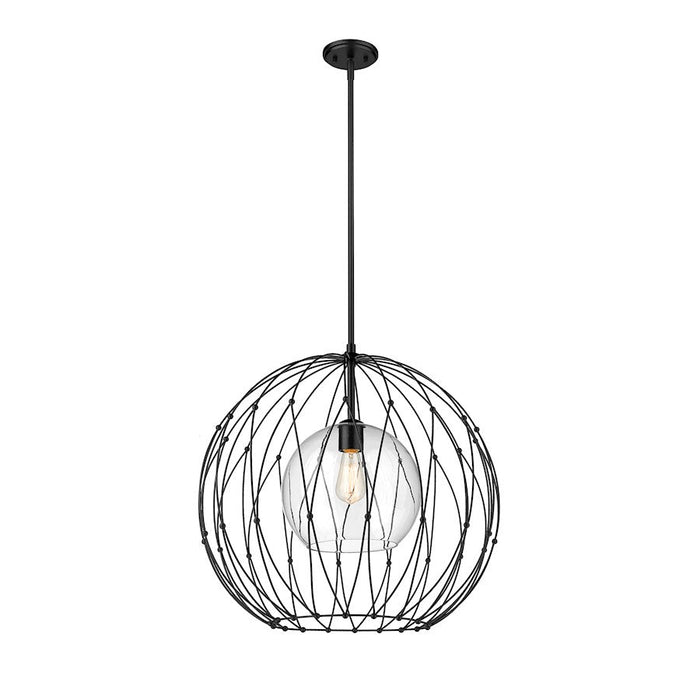 Z-Lite Elle 1 Light 24" Pendant, Matte Black/Clear - 1940P24-MB