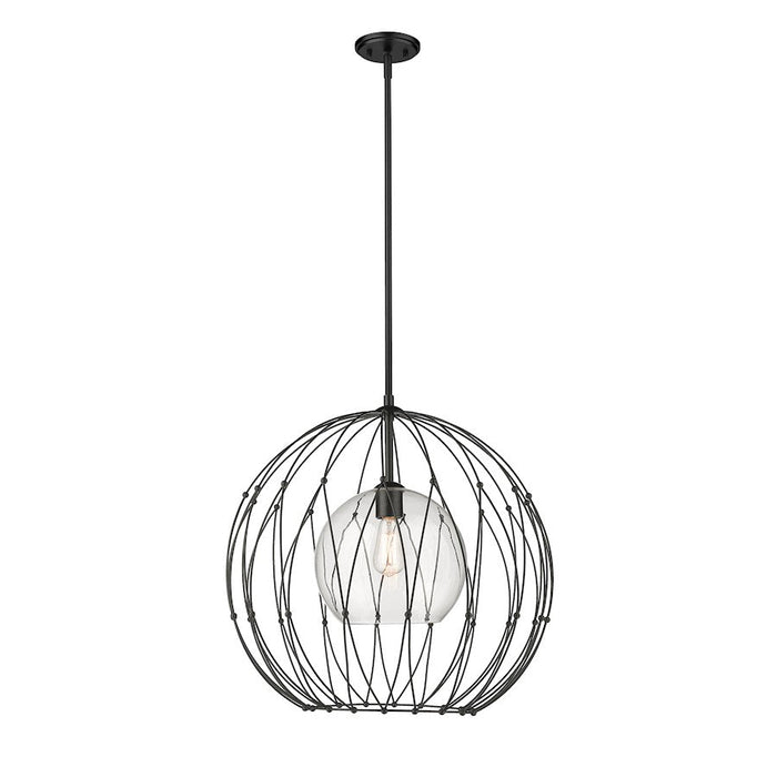 Z-Lite Elle 1 Light Pendant, Matte Black/Clear