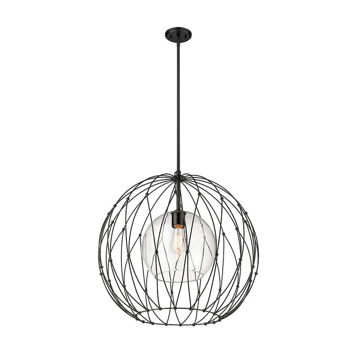 Z-Lite Elle 1 Light Pendant, Matte Black/Clear