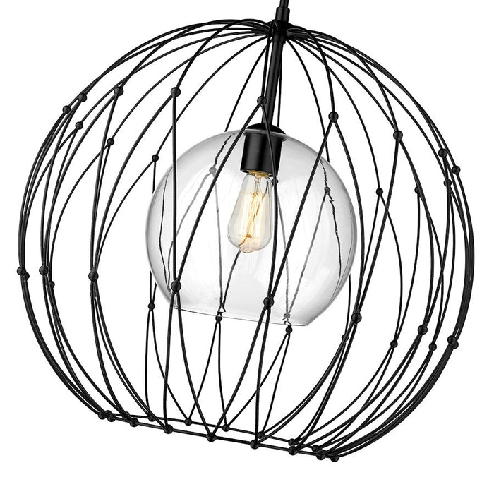 Z-Lite Elle 1 Light Pendant, Matte Black/Clear