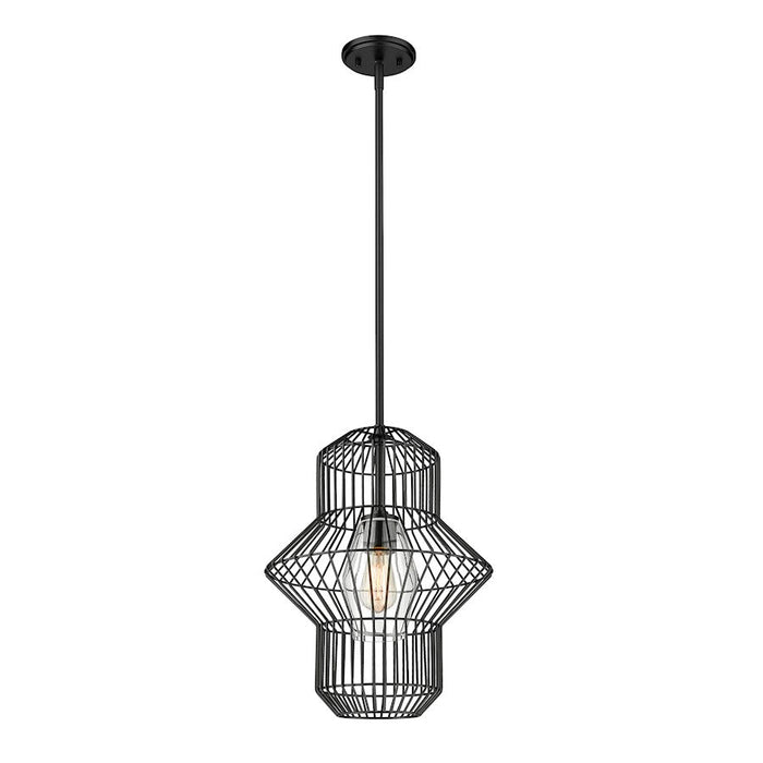 Z-Lite Orsay 1 Light 15" Pendant, Matte Black/Clear - 1941P15-MB