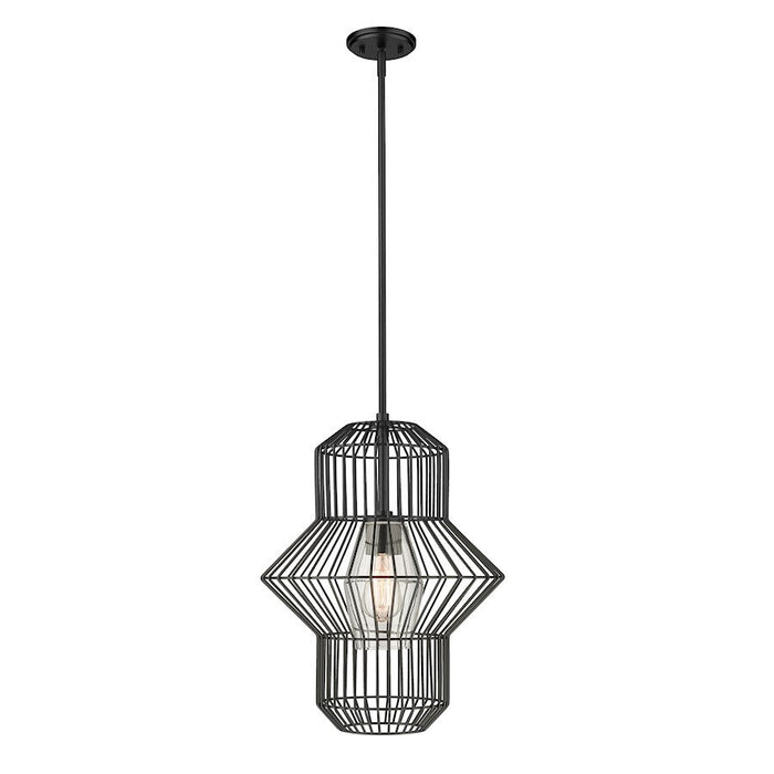 Z-Lite Orsay 1 Light Pendant, Matte Black/Clear