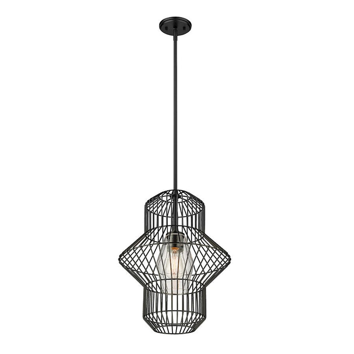 Z-Lite Orsay 1 Light Pendant, Matte Black/Clear