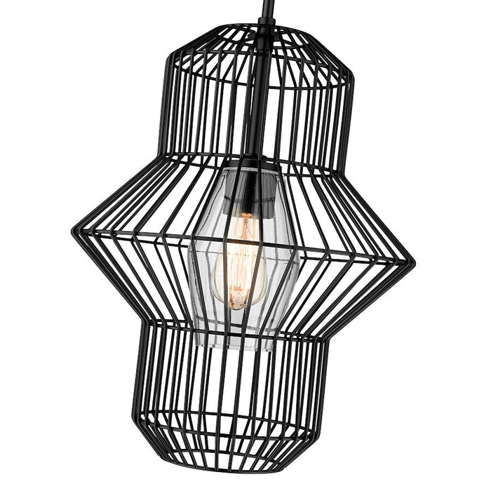 Z-Lite Orsay 1 Light Pendant, Matte Black/Clear