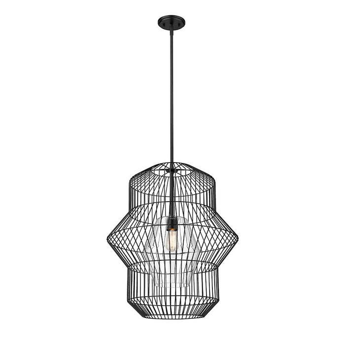 Z-Lite Orsay 1 Light Pendant, Matte Black/Clear