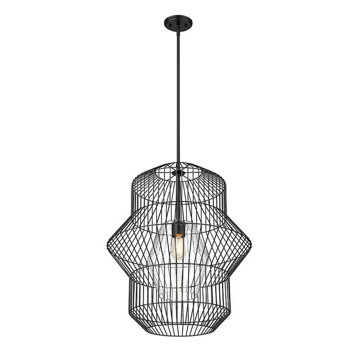 Z-Lite Orsay 1 Light Pendant, Matte Black/Clear