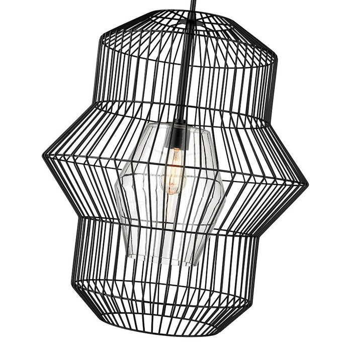 Z-Lite Orsay 1 Light Pendant, Matte Black/Clear