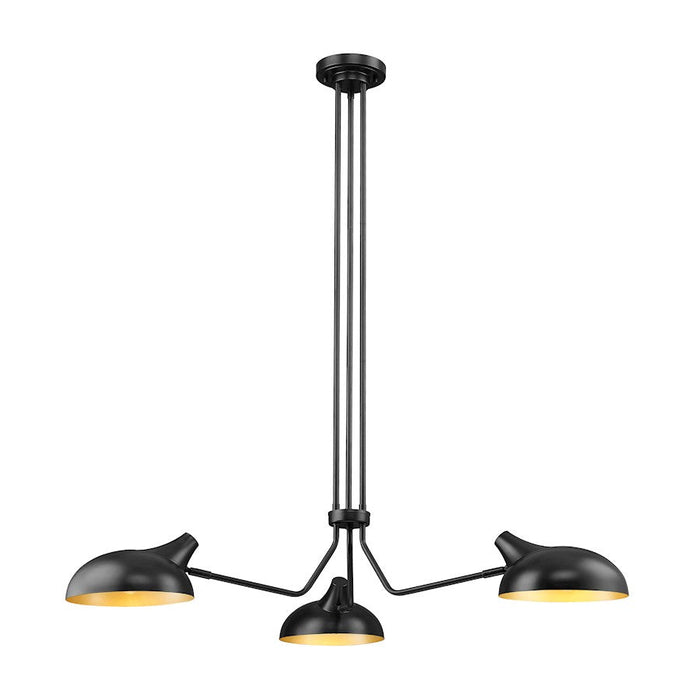 Z-Lite Bellamy 3 Light Pendant, Black/Gold Inner - 1942-3MB