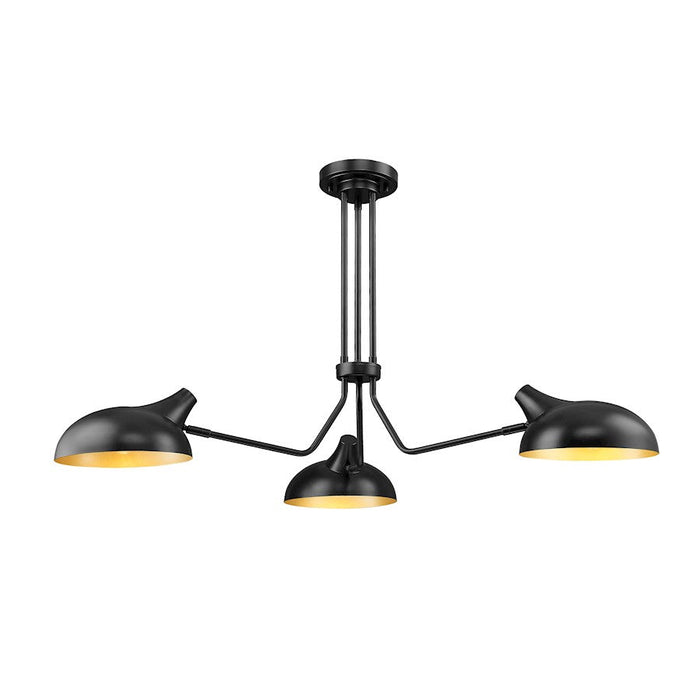 Z-Lite Bellamy 3 Light Semi Flush Mount, Black/Gold Inner - 1942-3SF-MB