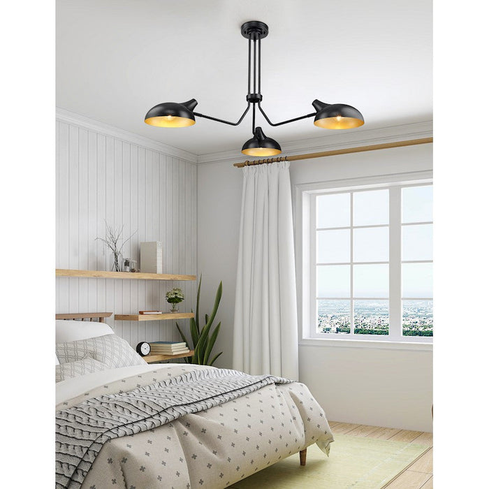 Z-Lite Bellamy Semi Flush Mount, Black/Gold Inner