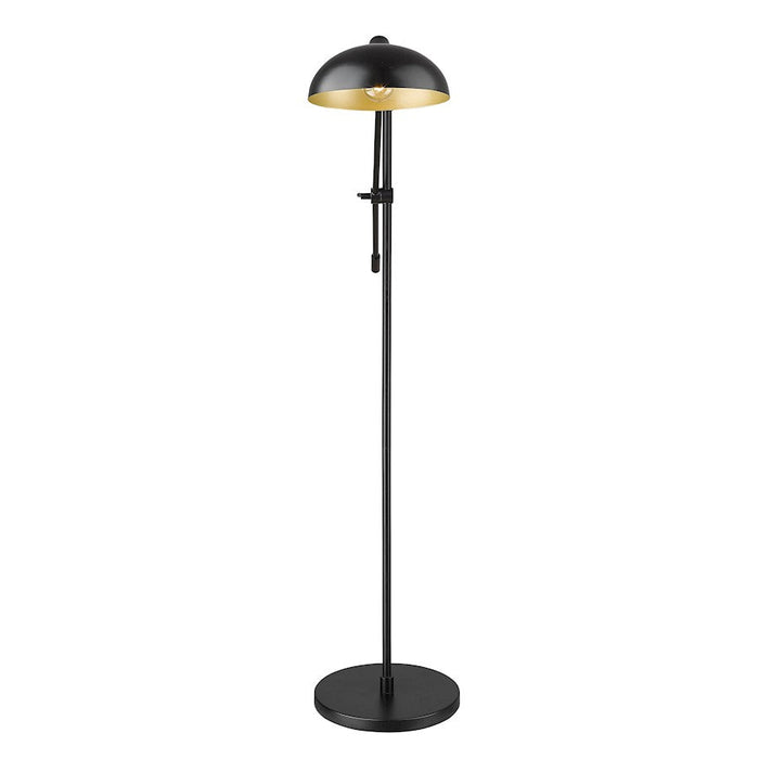 Z-Lite Bellamy 1 Light Floor Lamp, Black/Outer Black, Inner Golden