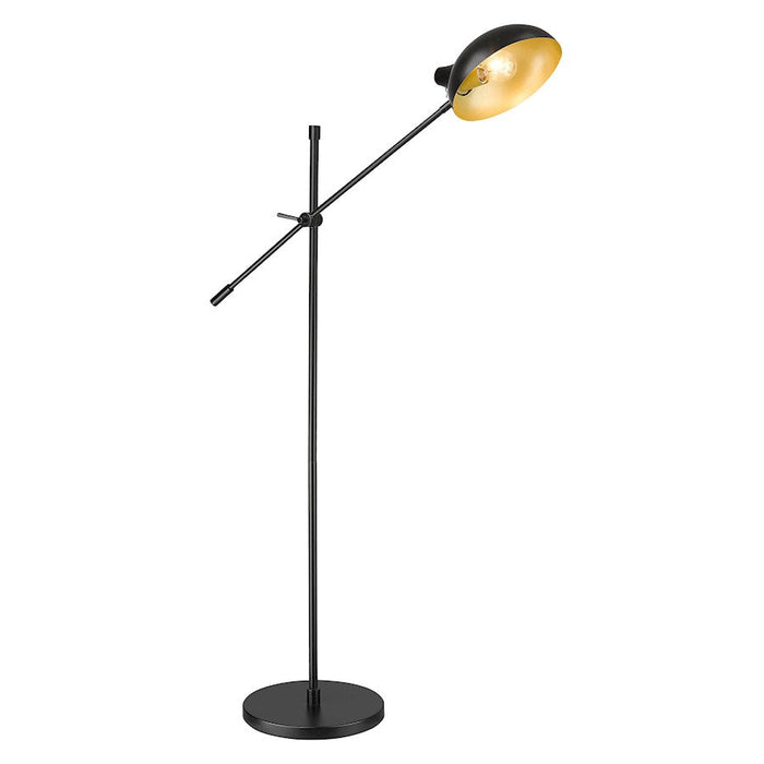 Z-Lite Bellamy 1 Light Floor Lamp, Black/Outer Black, Inner Golden