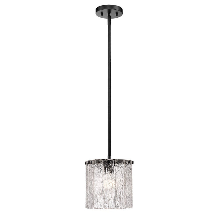 Z-Lite Glacier 1 Light Pendant, Matte Black/Clear - 1943P8-MB