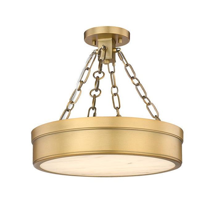 Z-Lite Anders 1 Light Semi Flush Mount, Rubbed Brass/Marbling - 1944SF15-RB-LED