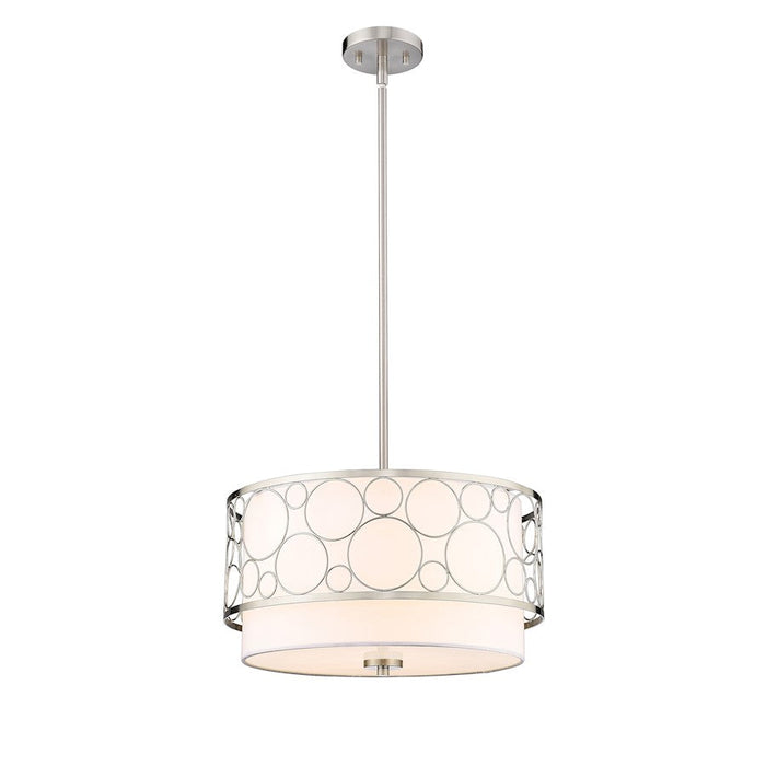 Z-Lite Kendall 3 Light Pendant, Brushed Nickel/White - 197-17BN