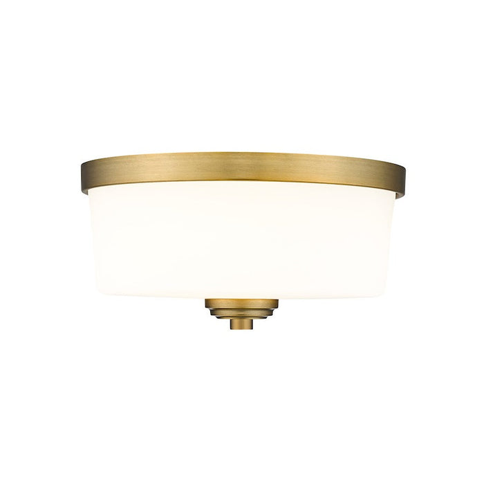 Z-Lite Arlington Light Flush Mount in Heritage Brass/Etched White