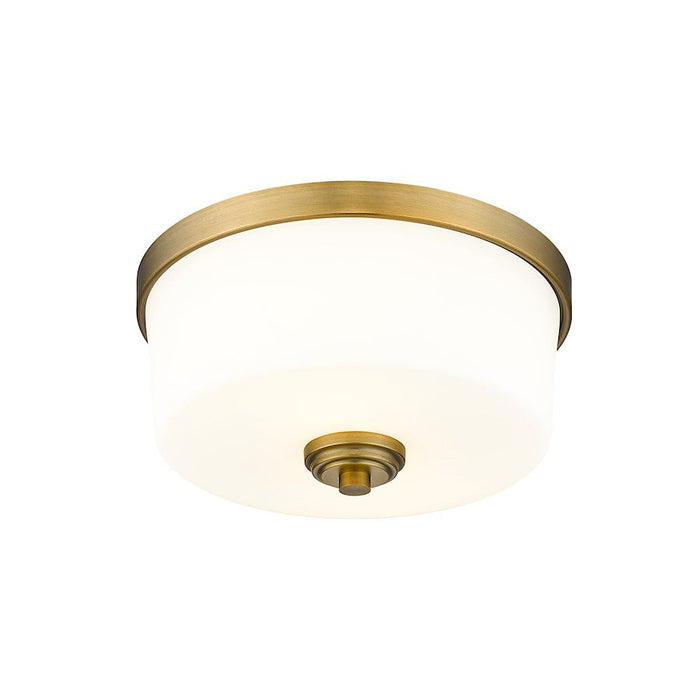 Z-Lite Arlington Light Flush Mount in Heritage Brass/Etched White