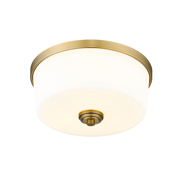 Z-Lite Arlington Light Flush Mount in Heritage Brass/Etched White