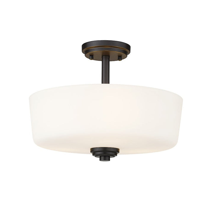 Z-Lite Arlington 3 Light 11" Semi Flush Mount, Bronze, Matte Opal - 220SF3